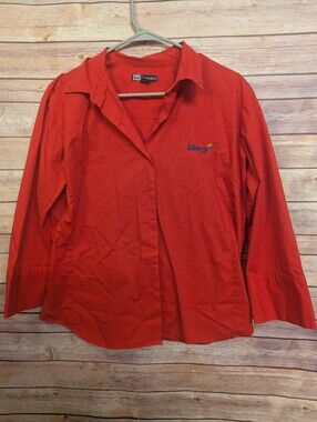 Mercy Logo Button Down Shirt Women’s Large Red Embroidered Uniform